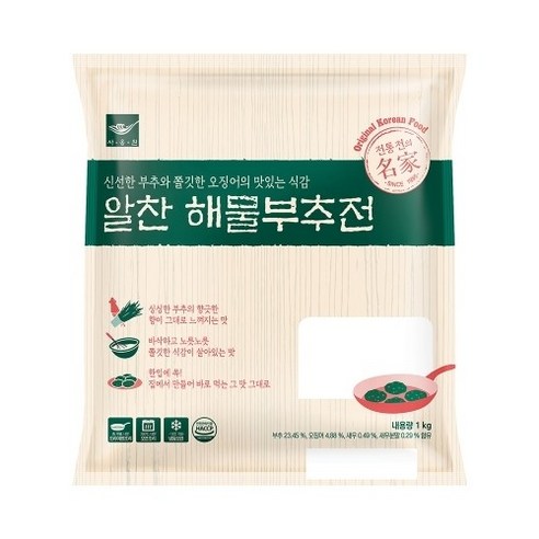 사옹원 알찬 해물부추전1kg(냉동) 한입크기 에어프라이어 해물전