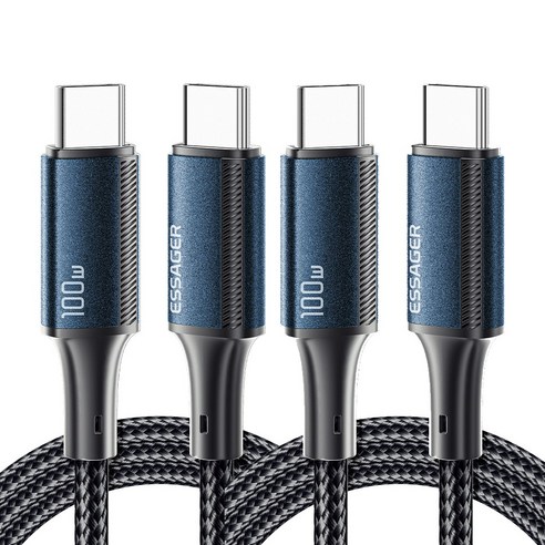 Essager E Marker 칩 PD 100W C to C타입 초고속 충전 케이블 2개입, 블루, 2개, 1m