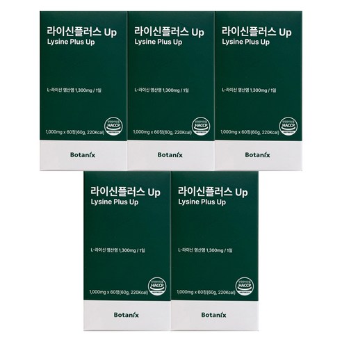 BOTANIX보타닉스 라이신플러스업 엘라이신 1000mg x 60정 5개
