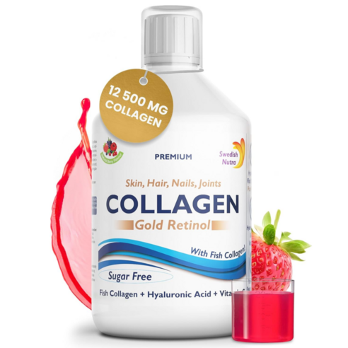 Swedish Nutra 콜라겐 골드레티놀 12500mg 500ml 프리미엄 고흡수 고함량 가수분해 마린콜라겐 블루베리 스웨디시뉴트라 콜라겐