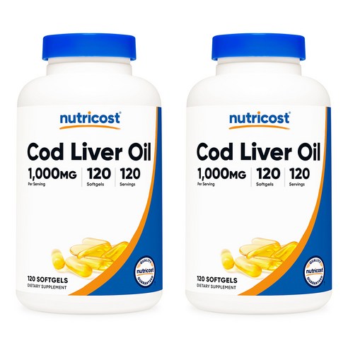 뉴트리코스트 Cod Liver Oil 대구 간유 1000mg 소프트젤 120정 2개, 2개, 120정