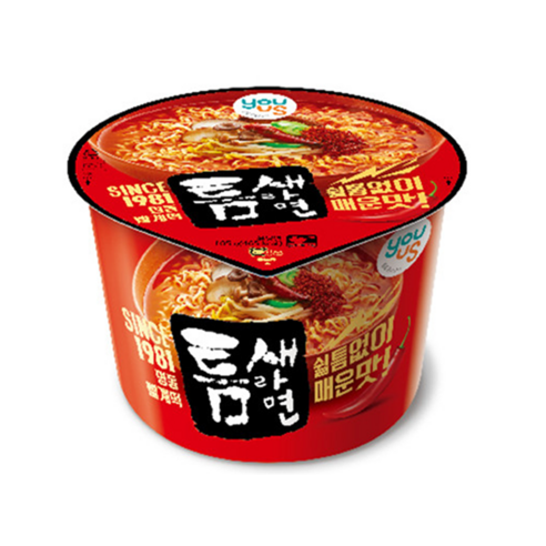유어스 틈새라면 컵라면 매운맛 105g, 12개