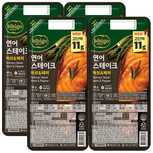 CJ 비비고 연어 스테이크, 60g, 4개