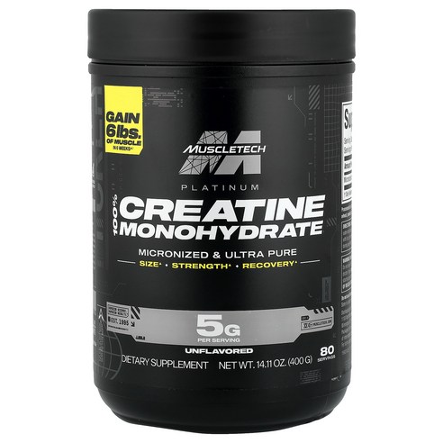머슬테크 MuscleTech, 플래티넘 100% 크레아틴 일수화물, 무맛, 400g14.11oz141422원산지:기타