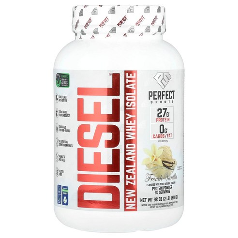 퍼펙트 스포츠, Diesel, 뉴질랜드 분리유청, 프렌치 바닐라 맛, 908g(2lb) PSR-71077