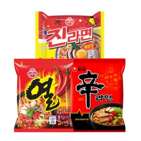 농심 신라면 5입 + 진라면 5입 + 열라면 5입, 1세트, 1개