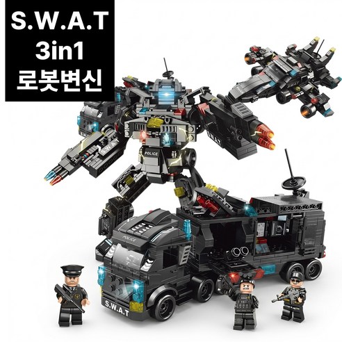 살랑말랑 호환블럭 3in1 로봇 특별경찰 블럭, 1개