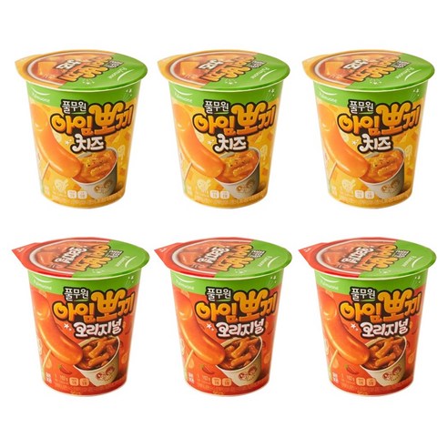 풀무원 아임뽀끼 컵떡볶이 3개씩 (치즈101g + 오리지널102g), 1.5kg, 1개