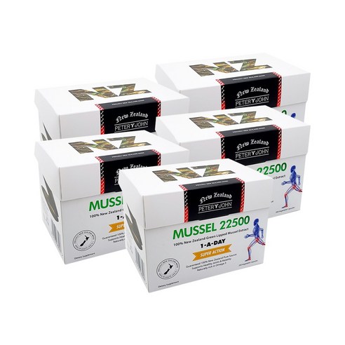 뉴질랜드 생초록입홍합 오일 피터앤존 초록잎홍합 22500mg 1000캡슐, 5개, 200정