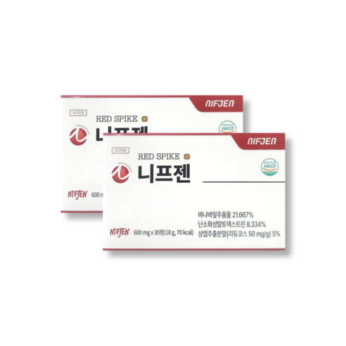[정품]니프젠 스파이크 프리미엄 600mg 혈당스파이크 바나바잎 혈당케어+휴대용 알약통 포함