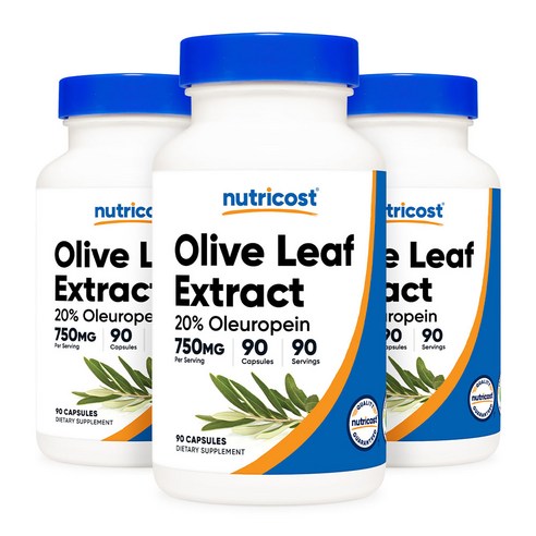 뉴트리코스트 올리브 리프 750mg 올류로핀 20% 90캡슐 3병, 3개, 90정