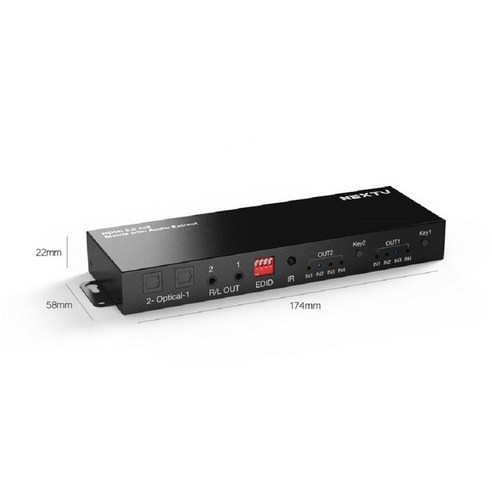 4K HDMI 매트릭스 스위치 4대2 화면선택기 영상분배기 PC 노트북 TV 모니터 디스플레이 오디오지원 IR리모콘