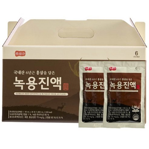 한삼근 국내산 6년근 홍삼을 담은 녹용진액 60ml x 30포