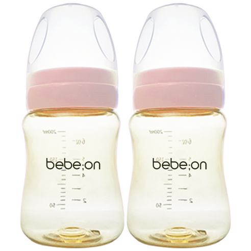 베베온 PPSU 노꼭지 젖병, 핑크, 200ml, 2개