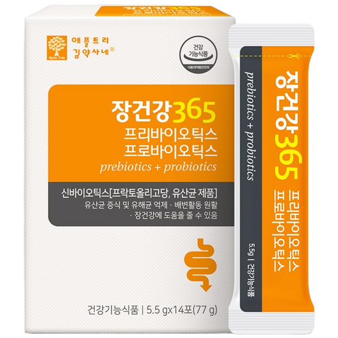 애플트리김약사네 장건강365 프리/프로바이오틱스 2주분, 1박스, 비피더스 유산균, 5.5g, 1개
