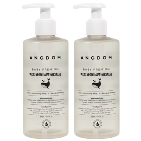 앙덤 키즈 아기 베이비 프리미엄 유아 샴푸 바디워시 300ml, 300ml, 2개