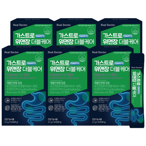 리얼닥터 가스트로 위 앤장 더블케어 14포 식약처 개별인증건강식픔 점막보호 산억제 람노서스gg 장 역류성식도 남재현박사 성분설계, 6개, 14회분