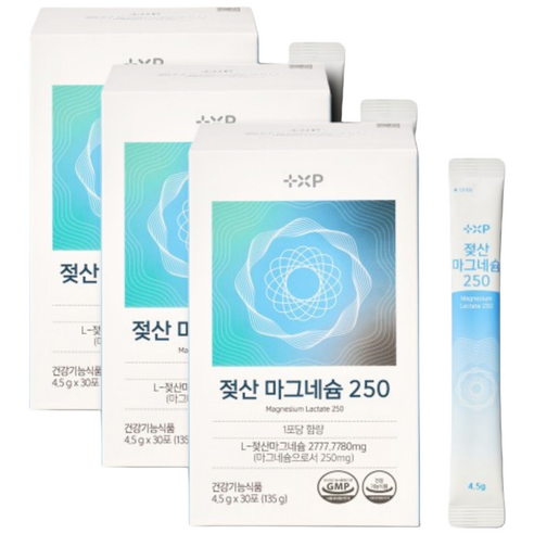 젖산 유기 마그네슘 250mg 분말 신경 근육기능 유지 제품, 3세트, 30정