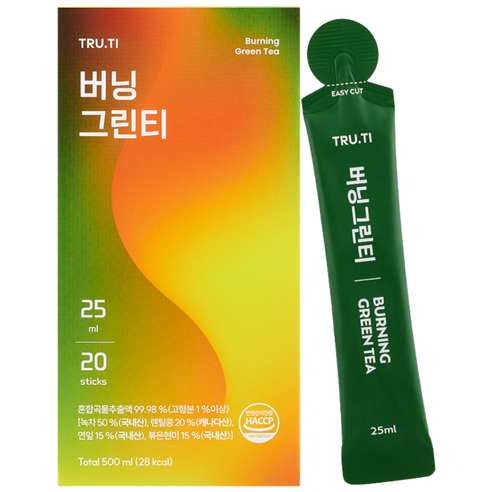 트루바이탈 버닝그린티, 1박스, 20개입, 25ml