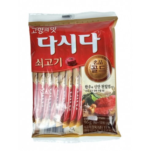 쇠고기맛 고향의 맛 다시다 덩어리방지 조미료 간편휴대 스틱, 8g, 12개