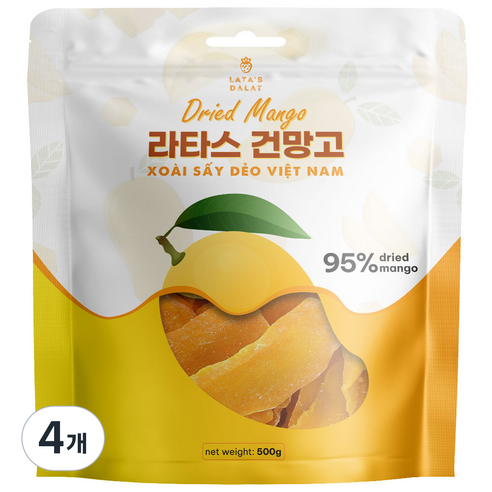 베트남 라타스 건망고 망고햠량 95% 다양한 용량, 500g, 4개