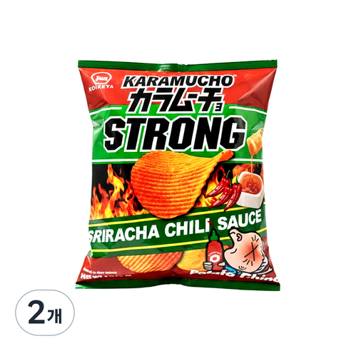 코이케야 카라무쵸 스트롱 스리라차 칠리소스 감자칩 일본 매운맛 과자, 54g, 2개