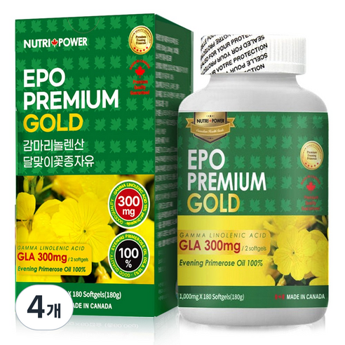 뉴트리파워 EPO 100% 프리미엄 골드 GLA 300mg 감마리놀렌산 달맞이꽃종자유 180캡슐