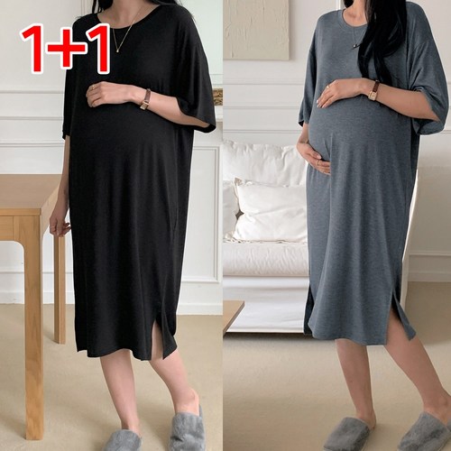 [당일출고] 1+1 수엠W 임산부 홈웨어 반팔 B018 더블핏원피스