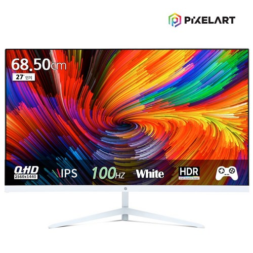 픽셀아트 PIXELART PAQ2710W 화이트 100Hz QHD IPS 27형 모니터 무결점, 68.58cm