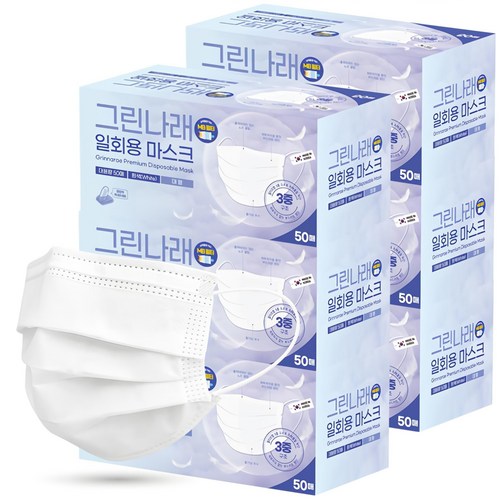 그린나래 국내생산 MB필터 일회용마스크, 50매입, 6개, 화이트