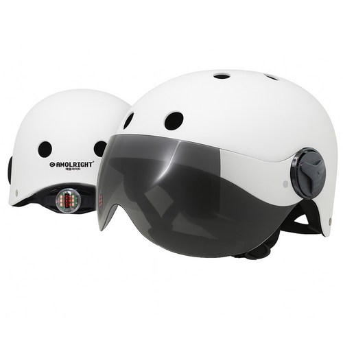애몰라이트 고글 전기자전거 헬멧 AMH 02 G 전동 킥보드헬멧 자전거 헬멧 후미등, 화이트, 1개
