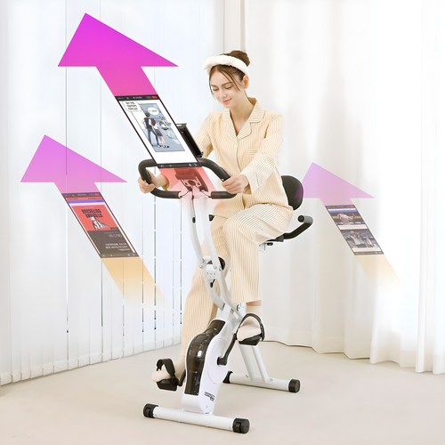 데이액션 실내자전거 스마트폰 페달스크롤 브라우저 앱 호환 거치대증정, 화이트