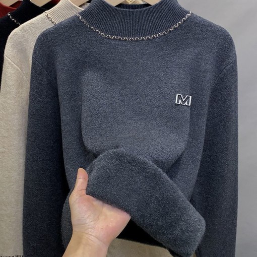 메인워크 중년여성 반폴라 니트 티 빅사이즈 가을 겨울 엄마룩 간절기 하객룩 도톰 레깅스 스판 캐주얼 데일리 베이직 니트 이너 상의