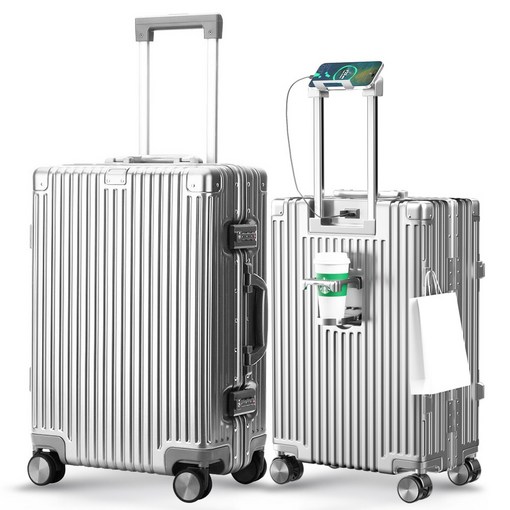 5년AS 다기능 경량  캐리어 방수 알루미늄 프레임 기내용 여행가방 USB 충전포트 360도 저소음 휠  20인치24인치28인치 중대형 하드 여행용 캐리어