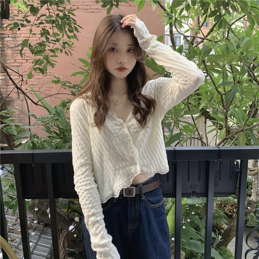 여성 여리핏 레이스 브이넥 세미크롭 블라우스 여성 여리핏 레이스 브이넥 세미크롭 블라우스