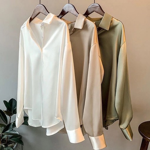 루크 시그니처 새틴 블라우스