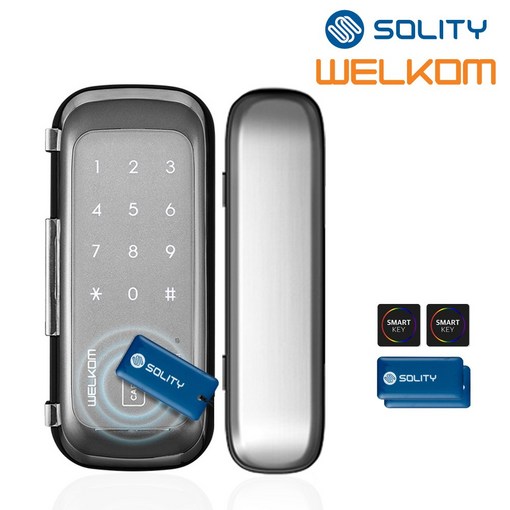 전국설치 웰콤 WGT330 양문형홀더포함 카드키4번호키 강화유리문전용 좌우수문인식키패드자동전환 상시문열림기능 차임벨 생활방수 상가 빌라 업소 현관문 디지털도어락 도어록, 웰콤 WGT330 양문형무료설치A지역수요일, 방문설치