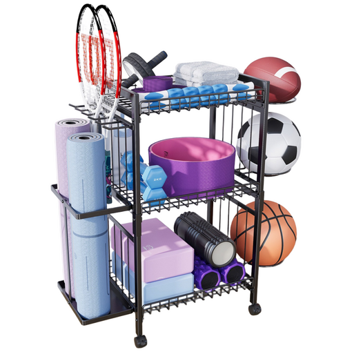 HAM 이동식 헬스 홈트 운동기구 보관함 탈부착 운동기구 선반농구 요가매트 수납 바구니, 1개