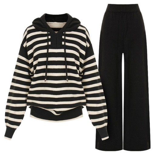 티뷰 스트라이프 후드, 니트 팬츠 V5CCSE015