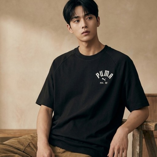푸마 남성용 클래식 플레이 라우드 릴랙스드 그래픽 티셔츠