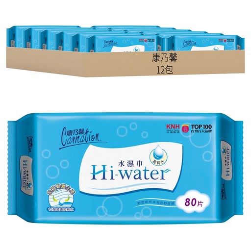康乃馨 Hi-water 水濕巾 攜帶型, 1入, 12包