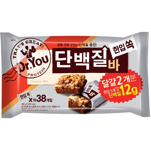 닥터유 한입쏙 단백질바 380g 1개 입체적인 영양!