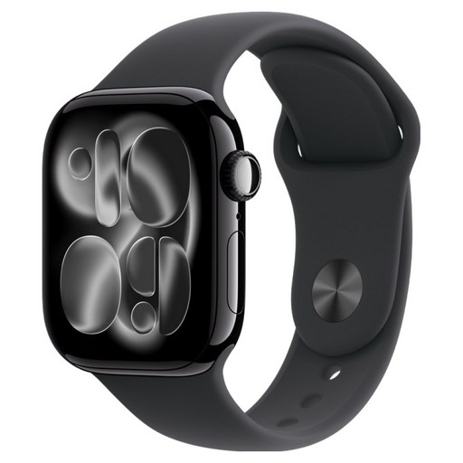 Apple 2025 Apple Watch S11, 曜石黑色, 46mm, GPS, 鋁金屬錶殼 黑色運動型錶帶, M/L