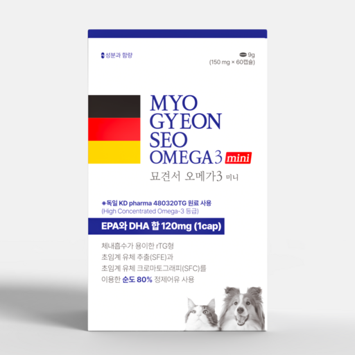 묘견서 강아지 고양이 오메가3 미니 3oval, 60캡슐 2개월분 순도 80 KDpharma 독일 원료