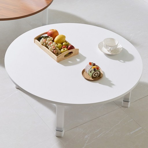 원형 접이식 좌탁 밥상 좌식테이블, 화이트