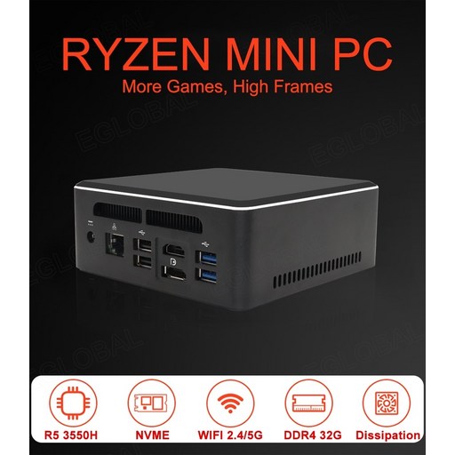 그래픽카드 글카 Eglobal 미니 PC AMD Ryzen 7 2700U 5 채굴 게임용