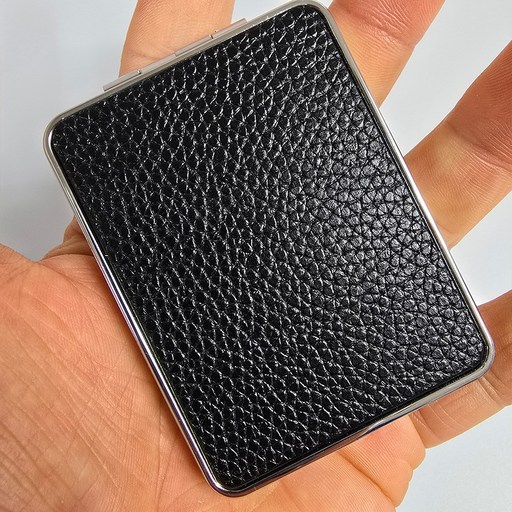 심플 가죽 접이식 휴대용 사각 미니 손거울 LMSP