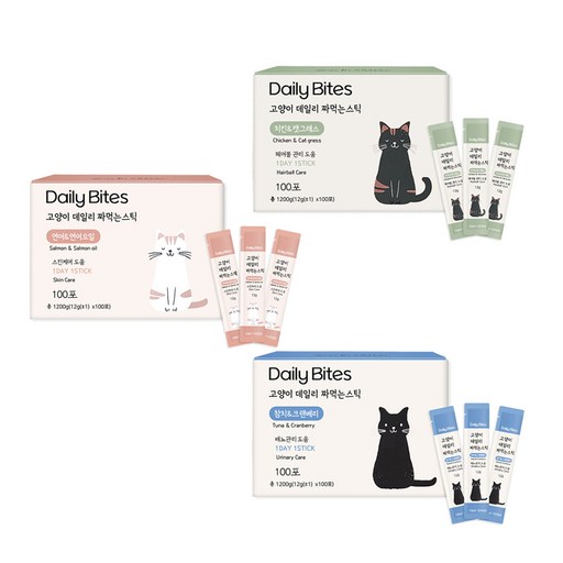 데일리 바이츠 고양이 데일리 짜먹는 스틱 100p 기호성좋은 입짧냥들의 대용량간식 최근제조상품