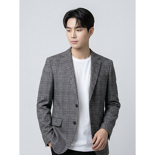 BY파크랜드 오스틴리드 그레이시 핑크 울혼방 체크 자켓-A1KF2310188A