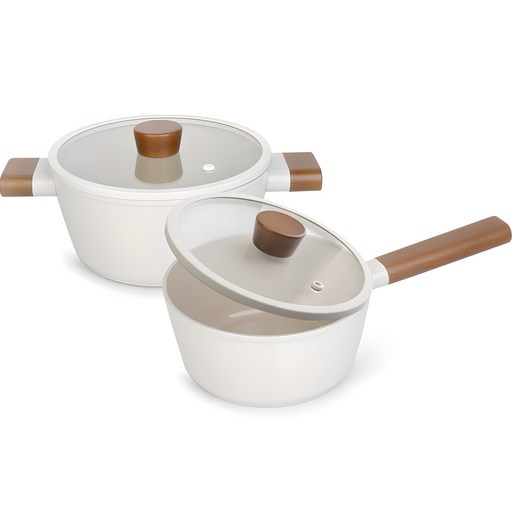델라고 인덕션 세라믹 냄비 2종 세트, 소이빈, 편수 18cm  양수 20cm, 1세트